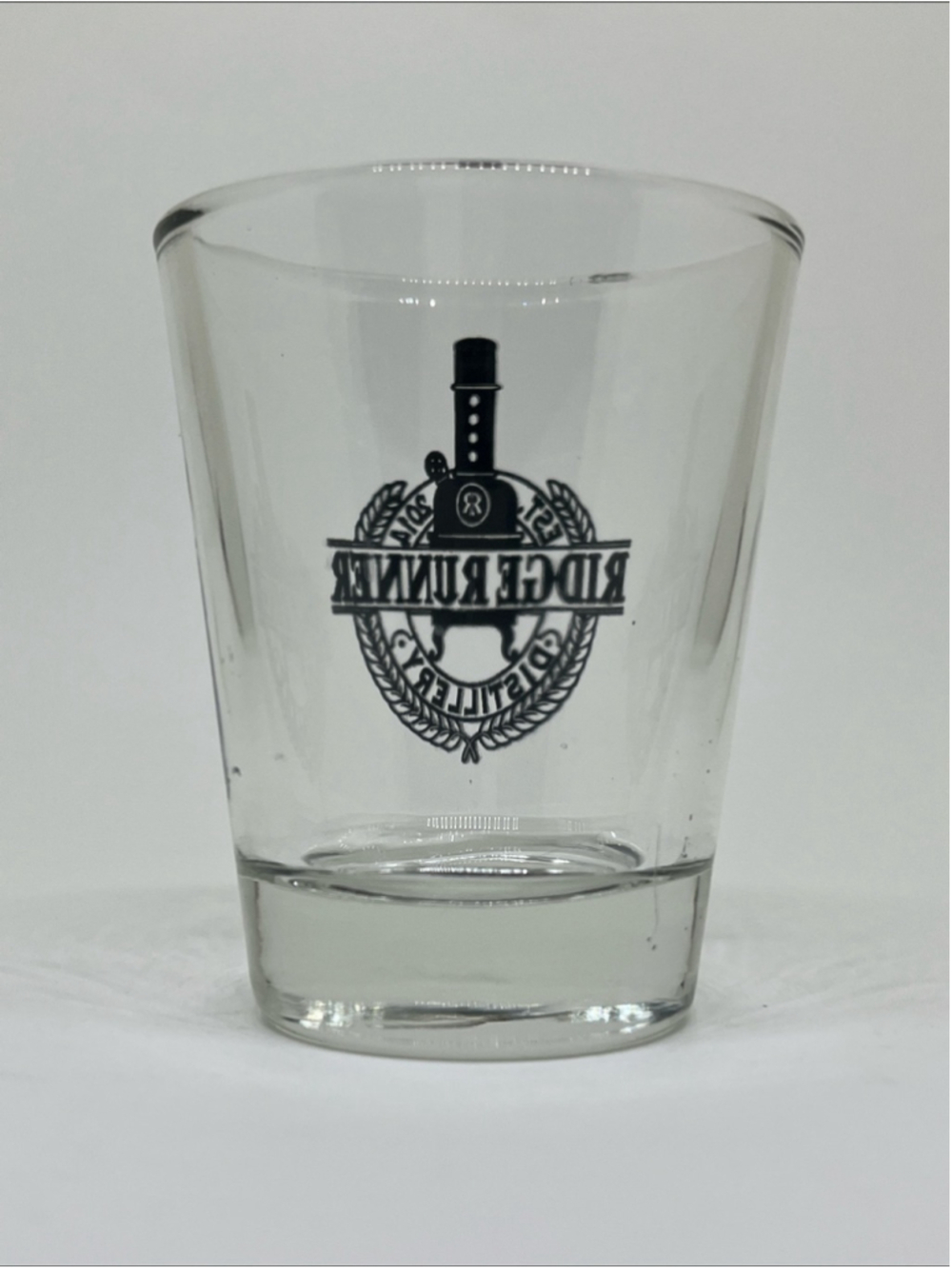 Ridge Runner Distillery Shot Glass (Pennsylvania) - Clear with Black Logo - Picture 2 of 2